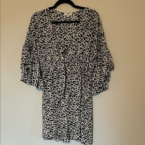 Umgee Black and White Animal Print Midi Dress